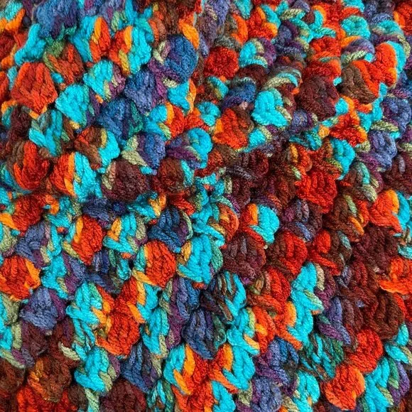 Crochet Slouch Hat Slouchy Beanie Snood Handmade Adult Size Multi Color Acrylic - Picture 5 of 6